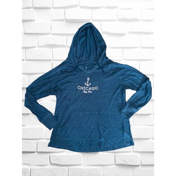 Soft As A Grape Women’s Size 2 Chicago Navy Pier Lightweight Hoodie • Drawstring - Picture 1 of 13